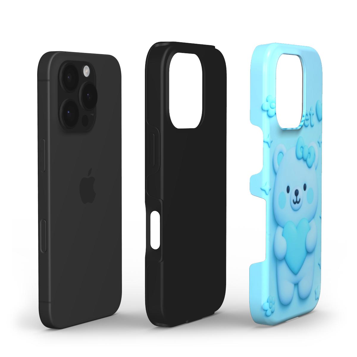 Cute Blue Bear Tough Phone Case